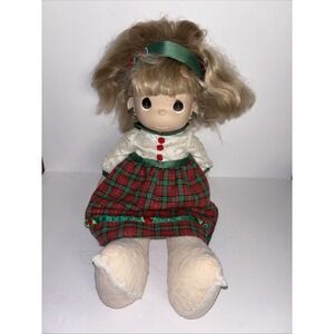 Precious Moments Christmas Carol 16" Blonde Doll Plaid Dress